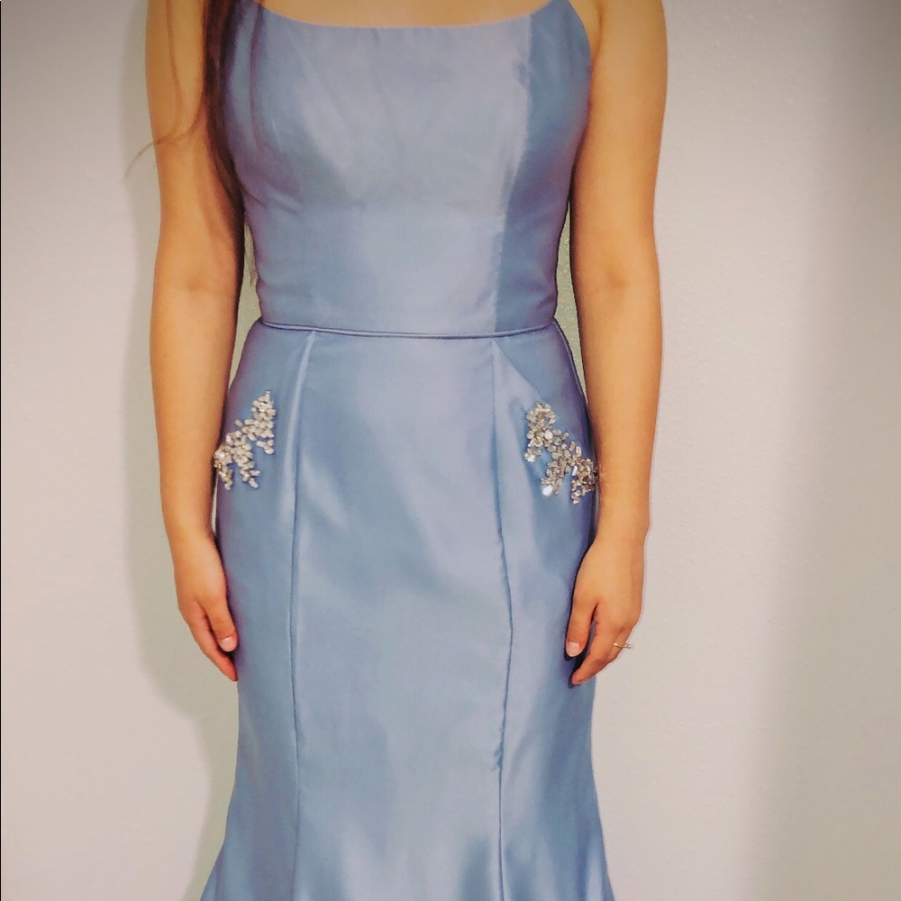 Strappy Satin Mermaid Gown with Crystal Pockets